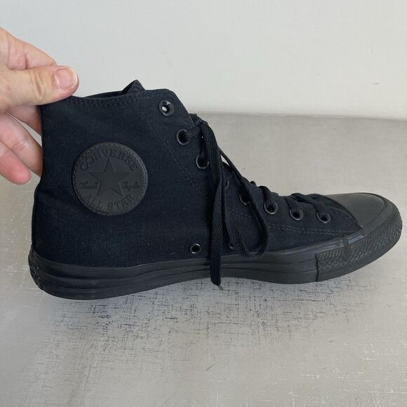 Converse All-Star High Top Sneakers Shoes All Black Unisex Mens 9 Womens 11 - Picture 6 of 16